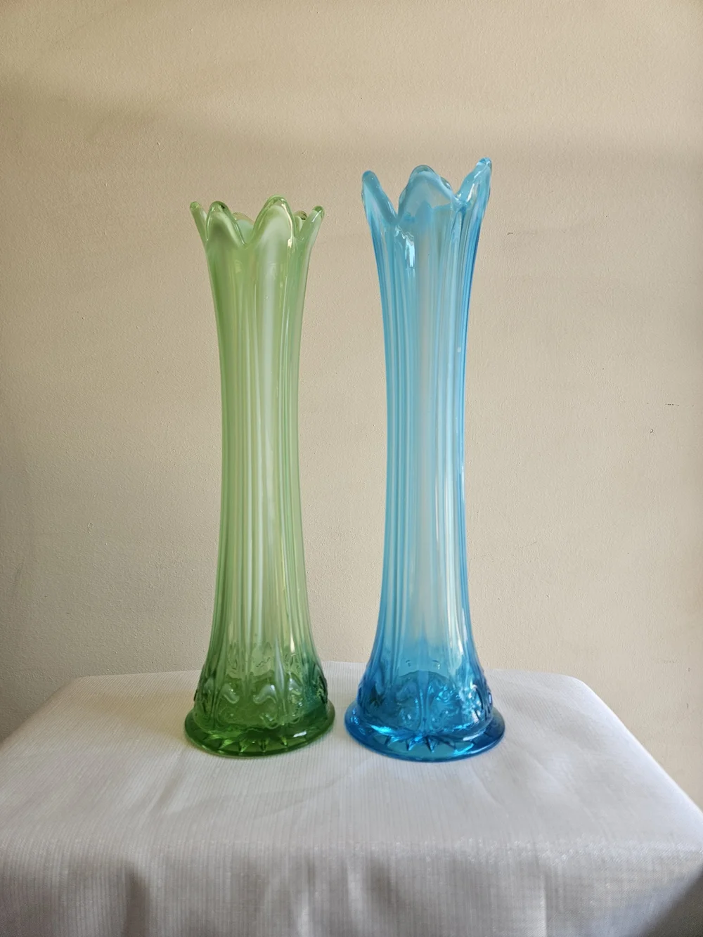 Fenton Opalescent Swung Vases